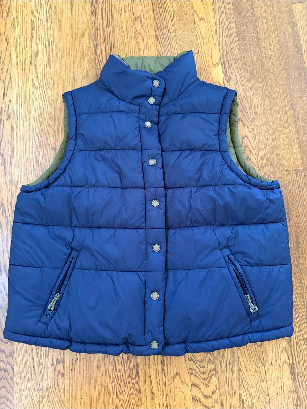 Boden Blue/Olive reversible Quilted Puffer Vest
